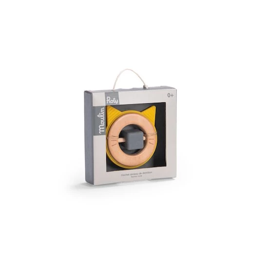 Moulin Roty Hochet Anneau De Dentition Bois Et Silicone Chat 4 Moulin Roty Hochet Anneau De Dentition Bois Et Silicone Chat – Image 2