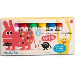 Moulin Roty 8 Marqueurs Tampons Pois Les Schmouks -Magasin de jouets 8 marqueurs tampons pois les schmouks 3