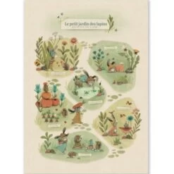 Moulin Roty Affiche Le Petit Jardin Trois Petits Lapins (50 X 70 Cm)