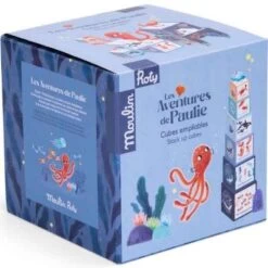 Moulin Roty Cubes Empilables + Personnages Les Aventures De Paulie (6 Cubes) -Magasin de jouets cubes empilables personnages les aventures de paulie 6 cubes 5