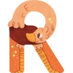 Moulin Roty Lettre R En Bois Autruche Orange
