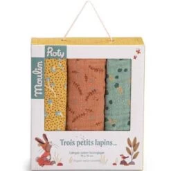 Moulin Roty Lot De 3 Langes En Coton Bio Trois Petits Lapins (70 X 70 Cm) -Magasin de jouets lot de 3 langes en coton bio trois petits lapins 70 x 70 cm 12