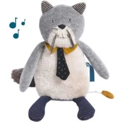 Moulin Roty Peluche Musicale Chat Fernand Les Moustaches (27 Cm)